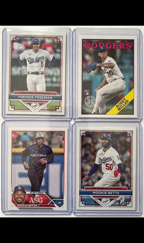 MLB Baseball Los Angeles Dodgers Topps 2023 4 Card Variety Lot MINT W