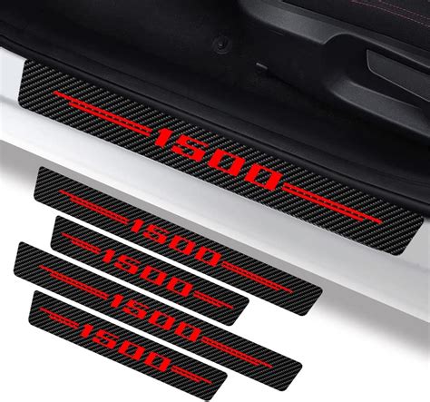 Linoah Door Sill Protectors For Ram Carbon Fiber Leather Door