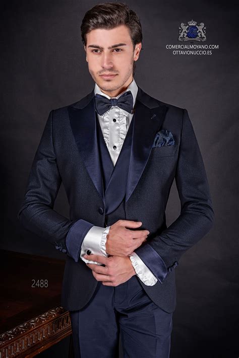 Traje De Novio Azul Tejido Efecto Lurex Mario Moreno Moyano Suite Di