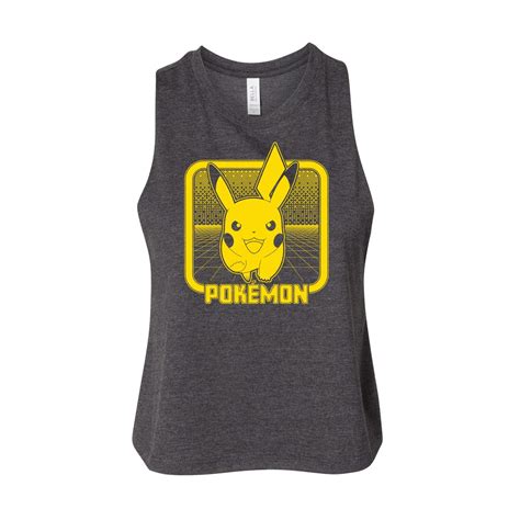 Pok Mon Pikachu Retro Gamer Juniors Cropped Racerback Tank Top