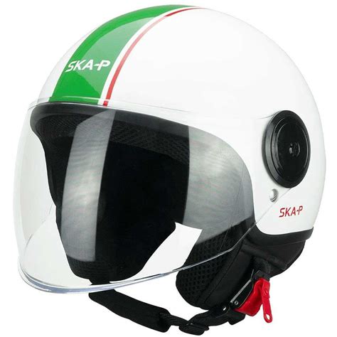 Demi Jet Ska P Wi Wolli Italia Motorcycle Helmet White Red Green For