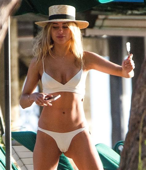 Kimberley Garner In A White Bikini On The Beach In Barbados