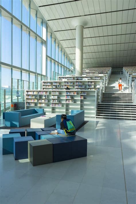 Interior of the National Library of Qatar, Designed by Dutch Architect Rem Koolhaas in Doha ...