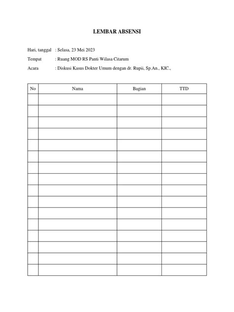 Lembar Absensi Pdf