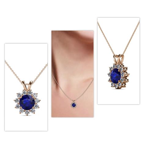 Halo Necklace Diamond Necklace Pendant Necklace Sapphire Diamond