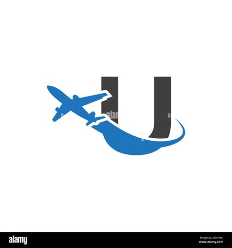 U Letter Logo With Airplane Stock Vector Image Art Alamy