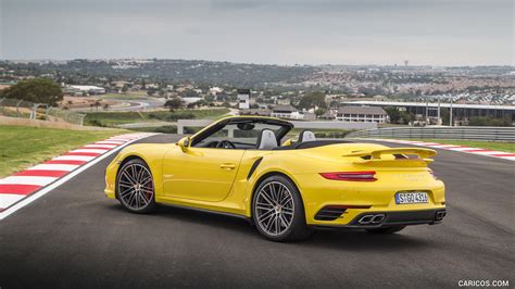 2016 Porsche 911 Turbo Cabriolet Color Racing Yellow Rear