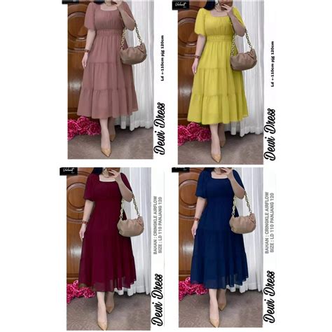 Jual Midi Dress Dewi Crinkle Airflow Daster Fuji Korean Style Dres