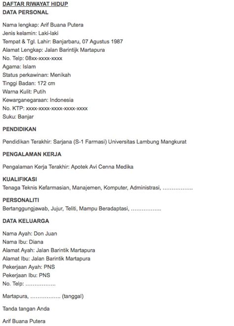 Contoh Biodata Lengkap Biodata Diri Terbaru Needsindex