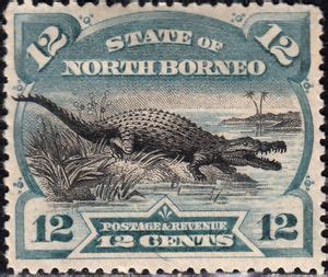 Stamp Saltwater Crocodile Crocodylus Porosus North Borneo Pictorial