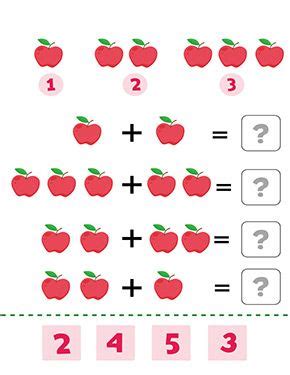 Vorschule Rechnen und Zählen lernen Aepfel addieren Numbers