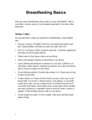 Fillable Online Breastfeeding Basics Fax Email Print Pdffiller