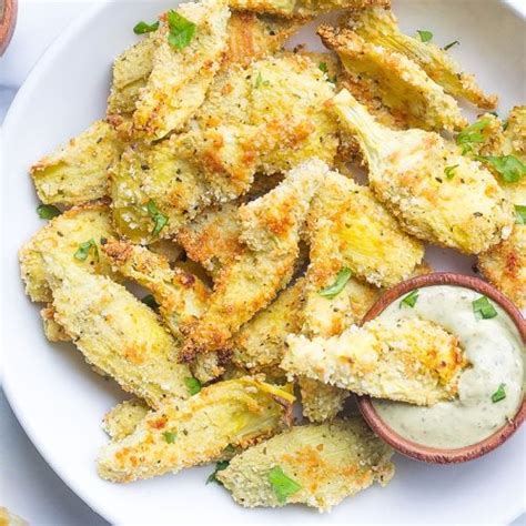 Baked Crispy Parmesan Artichoke Hearts W Garlic Aioli Dipping Sauce