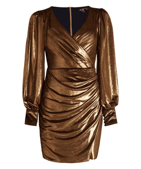 Patbo Gold Metallic Velvet Mini Dress