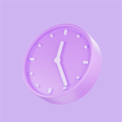 Premium PSD 3d Render Purple Pastel Color Alarm Clock 3d Circle Clock