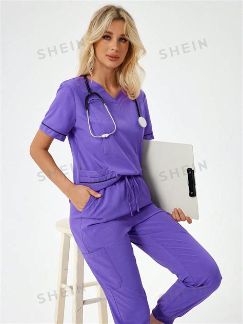 Shein Taskfit Ensemble Uniforme De Chemise Manches Courtes Et