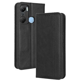 Etui en PU texture rétro auto absorbé magnétique avec support pour votre Infinix Hot 12 Pro 4G