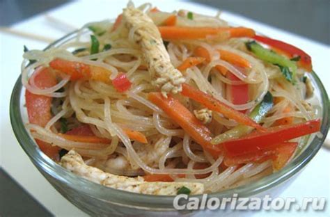 Фунчоза с курицей и овощами рецепт - калорийность, состав, описание ...