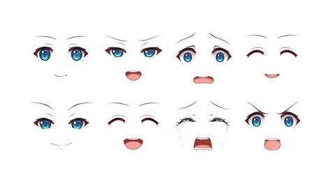 Premium Vector | Anime manga girl expressions eyes set