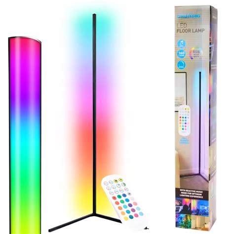 LAMPA PODŁOGOWA NAROŻNA LED RGB GRUNDIG SENSOR MUZYKI 140cm PILOT