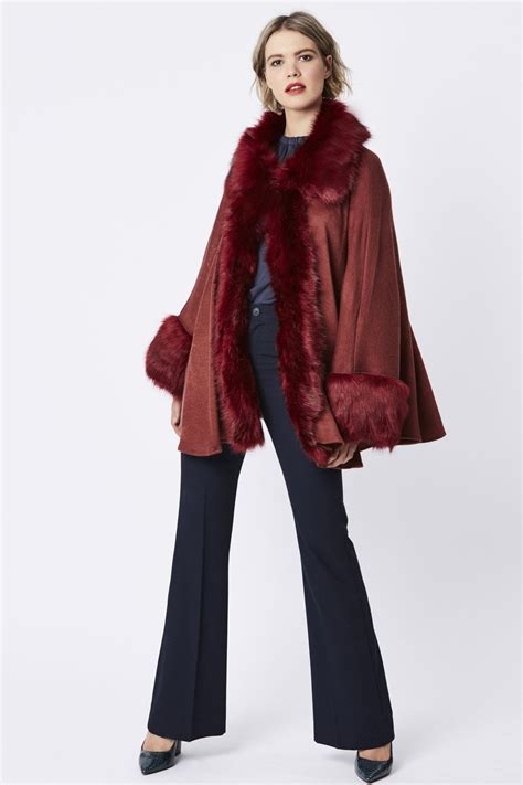 Red Luxury Faux Fur Fine Knitted Coat Jayley