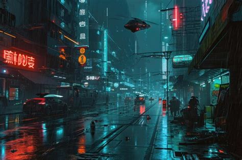 Premium Photo A Surreal Cyberpunk Cityscape At Twilight Where Neon