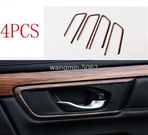 4PCS Peach Wood Grain Inner Handle Cover Trim Fit For Honda CRV CR V