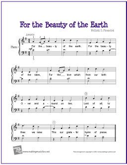 For the Beauty of the Earth | Free Easy Piano Sheet Music