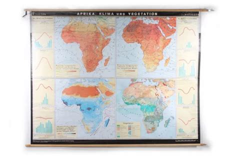 Lehrtafel Wandkarte Rollkarte Karte Lehrkarte Afrika Klima Und