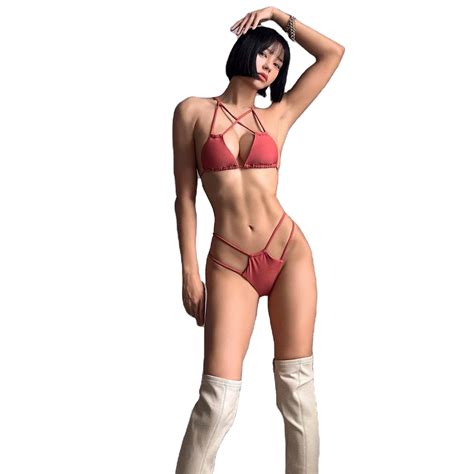 Custom Label Bikini Swimwear Mature Women In Tiny Bikinis Yellow Hot Sexy Micro Thong Sheer