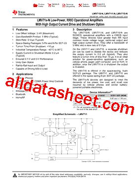 LMV710M5 NOPB Datasheet PDF Texas Instruments