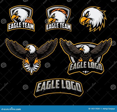 Sets of Basketball Logo Mascot with Eagle Illustration Vector Stock ...