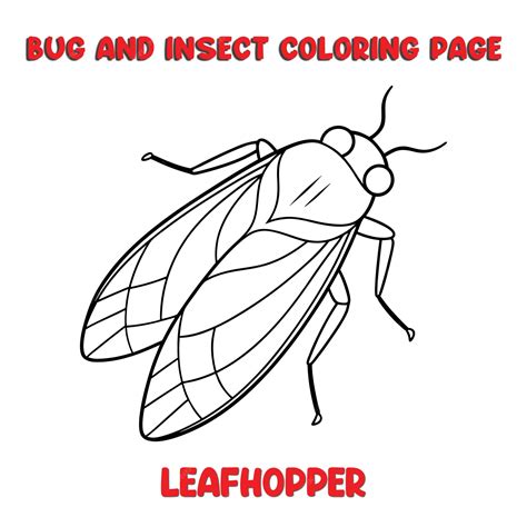 Premium Vector | LEAFHOPPER coloring page for a children bugs coloring book