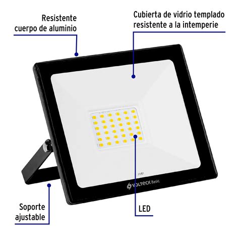 Reflector ultra delgado LED 30 W luz cálida Volteck Basic