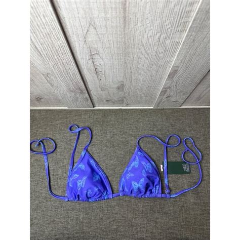 Wild Fable Swim Wild Fable Womens Blue Purple Butterfly Print Triangle Bikini Top S