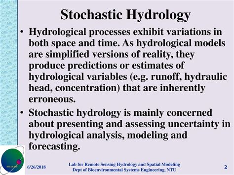 Stochastic Hydrology Stochastic Simulation I Univariate Simulation