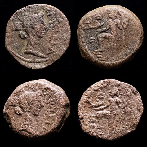 Hispania Carteia Lot Comprising Two 2 Bronze Coins Time Of Augustus