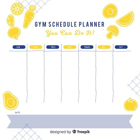 Free Vector | Gym or workout schedule template