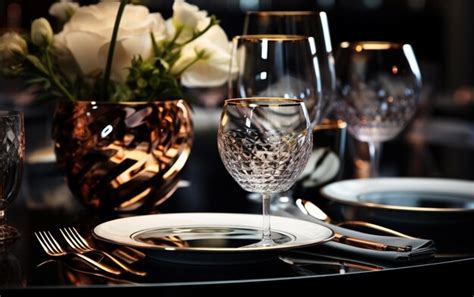 Luxury Tableware Beautiful Table Setting In Restaurant Premium Ai