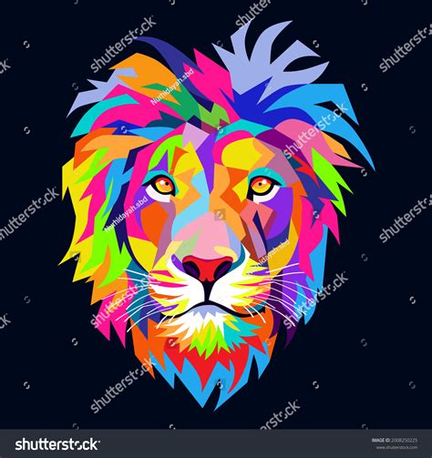 Colorful Lion Head Pop Art Style Stock Vector Royalty Free