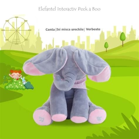 Jucarie Interactiva Elefant Peek A Boo Canta Si Vorbeste Cucu Bau