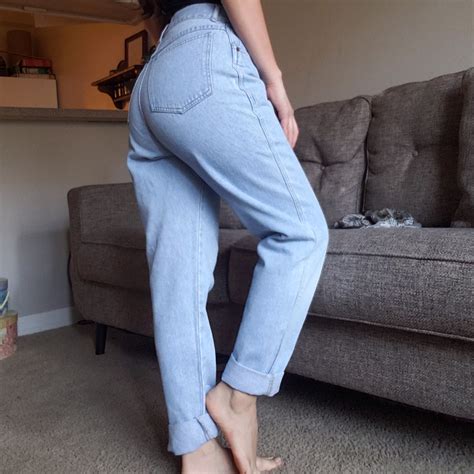 Light Blue Vintage High Waist Jeans Brand Depop Jeans Brands High Waist Jeans Snug