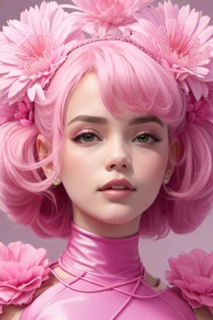 Premium Ai Image Captivating Beauty Gorgeous Girl With Pink Accents