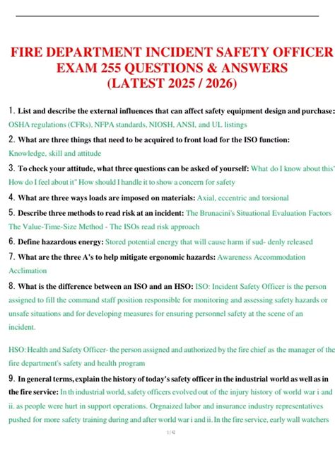 Fire Department Incident Safety Officer Exam | 255 Questions & Answers
