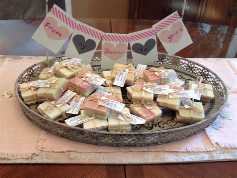 Handmade Soap Bridal Shower Favors With Handmade Sign That Says From My Shower To Yours