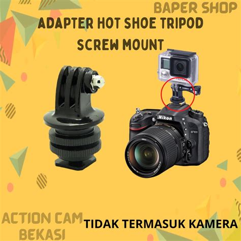 Jual Tripod Adapter Hot Shoe Screw Mount SLR Flash Kamera Gopro Action Camera Yi Cam Shopee