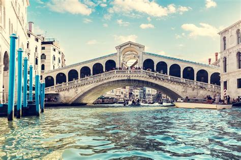 Rialto Bridge on Grand Canal in Venice, Italy Stock Photo - Image of ...