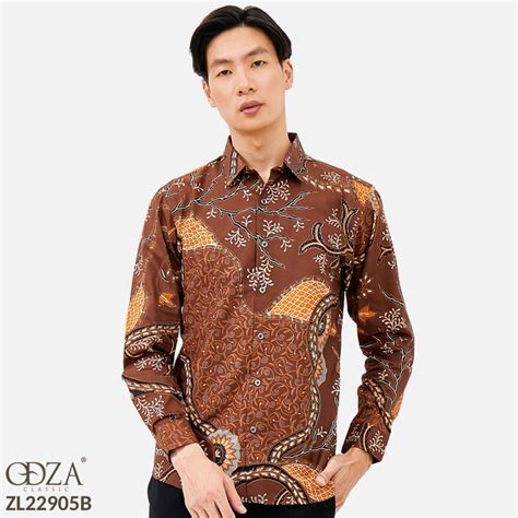 Jual Odza Classic Kemeja Batik Solo Lengan Panjang Baju Pria Sogan Slim