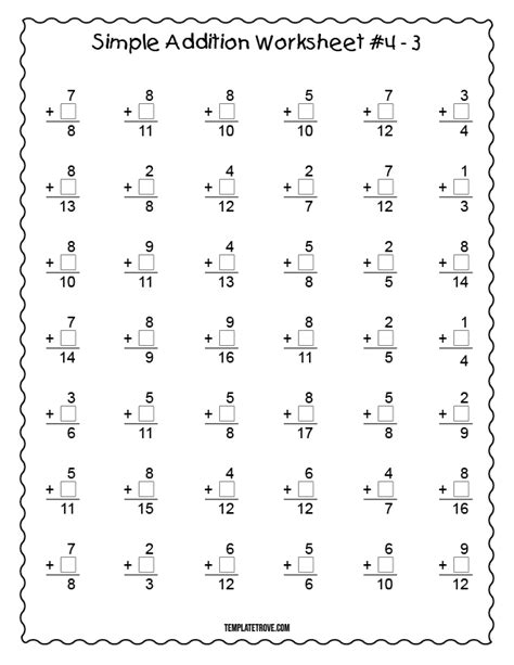 Printable Simple Addition Worksheet 4 For Kindergarten And 1st Graders