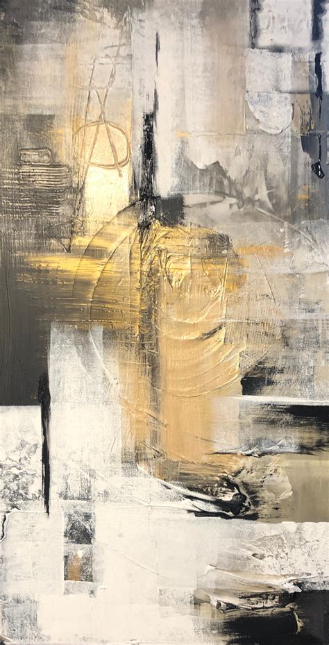 Irena Orlov Gold Black Mixed Media On Canvas Acrylic Stucco